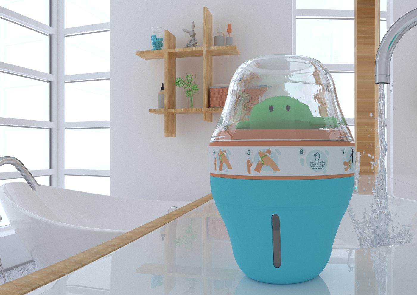 PULPI in use — soap on top, the product working